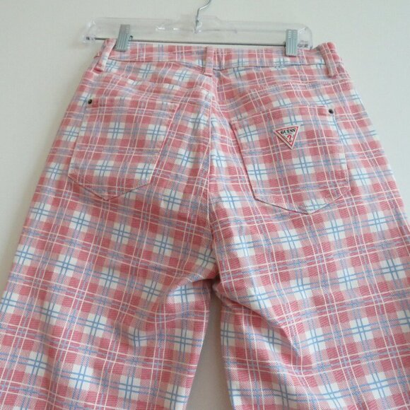 GUESS ORIGINALS High Rise Straight Checked Plaid Print Jeans Y2K - Size 29 NWT - Picture 13 of 16